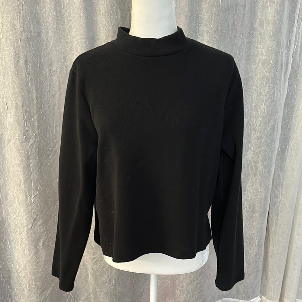 Old Navy Black Boxy Sweatshirt with Mandarin Collar
